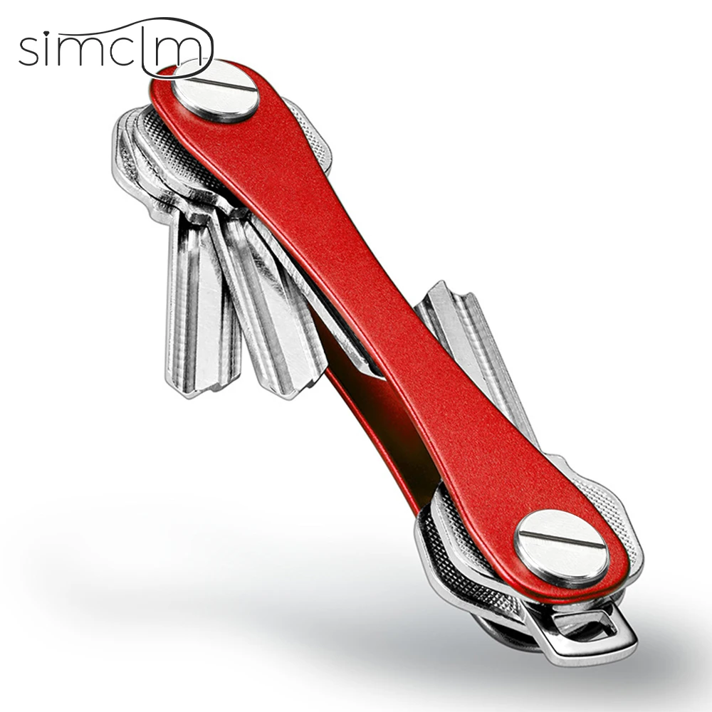 Llavero inteligente para hombre, Cartera de Metal, caja compacta de almacenamiento con Clip, organizador de llaves para coche Clip de llave de metal Caja de almacenamiento de llaves de aleación de aluminio: Naranja