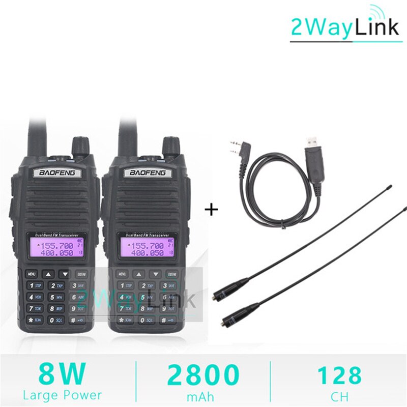 2 stücke UV-82 5W 8W Walkie Talkie Optional Baofeng Radio UV82 Dual PTT Zwei Weg Radio Dual Band UHF VHF Radio 10 KM Baofeng UV-82 HP
