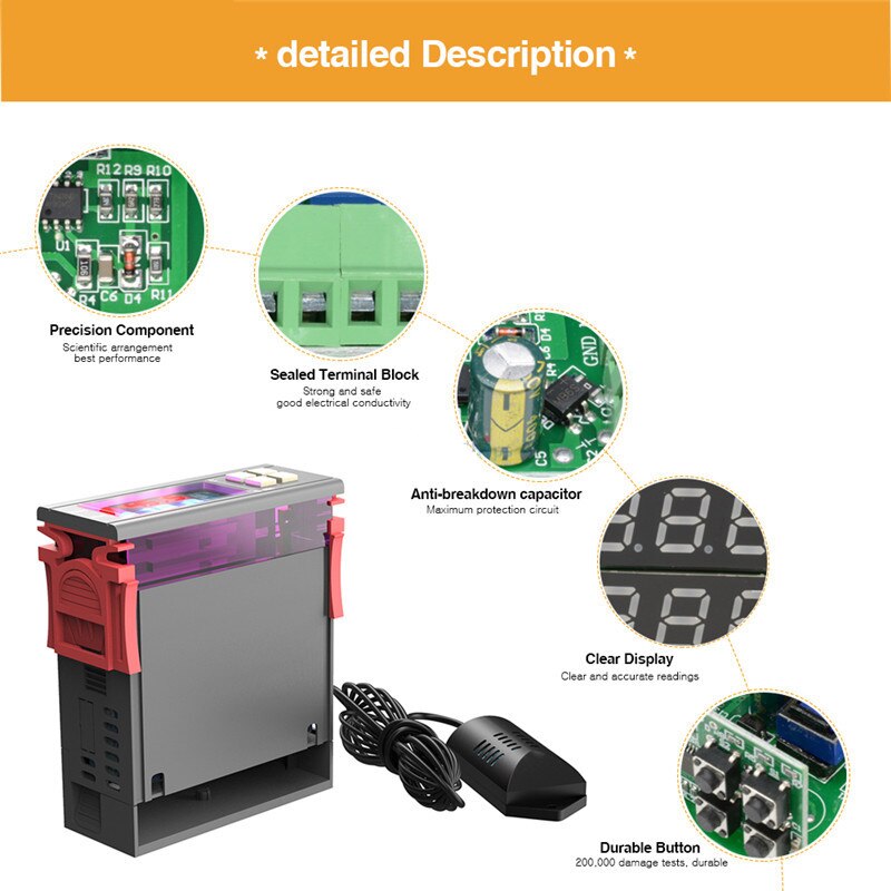 SHT2000 AC110~220V 10A Digital Temperature Humidity Controlle Hygrometer Thermostat Control Sensor Regulator Thermoregulator