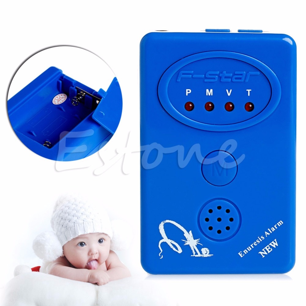 Blå sengevædning enuresis voksen baby urin sengevædningsalarm + sensor med klemme