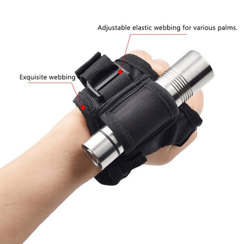 Underwater Scuba Diving Dive Glove LED Torch Flashlight Holder Soft Black Neoprene Hand Arm Mount Wrist Strap Glove