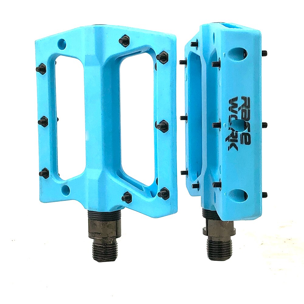 MTB Pedale Mountainbike Pedale Leichte Nylon Faser Fahrrad Plattform Pedale für BMX MTB 9/16": Blau