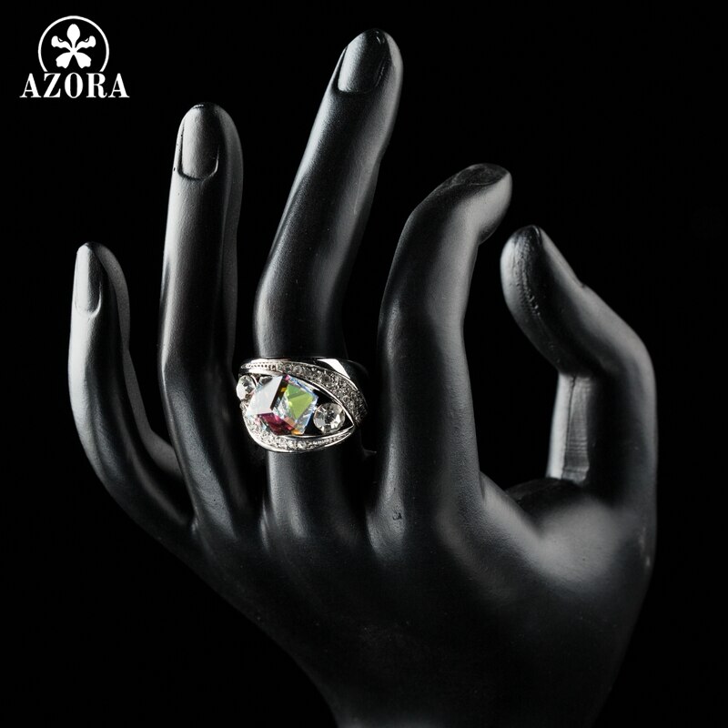 AZORA luxueux or blanc couleur cubique changement de couleur cristal anneaux de noël TR0160