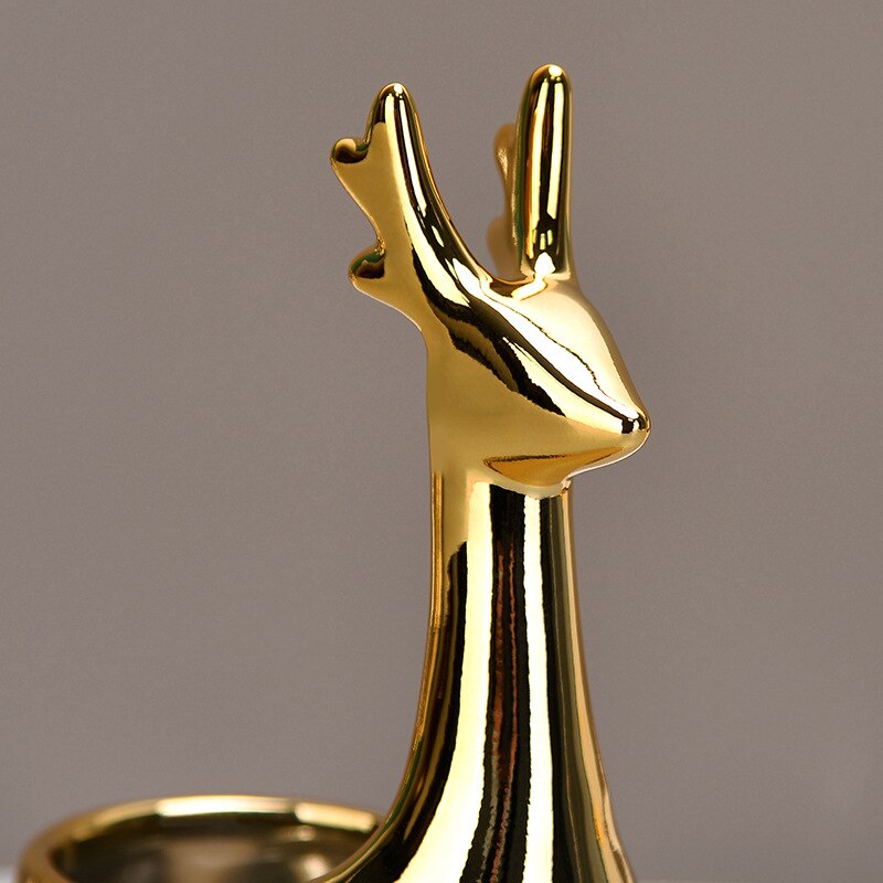 Nordic Golden Ceramic Animal Jewelry Storage Box Necklace Ring Earrings Makeup Organizer Mini Desktop Makyaj Organizer