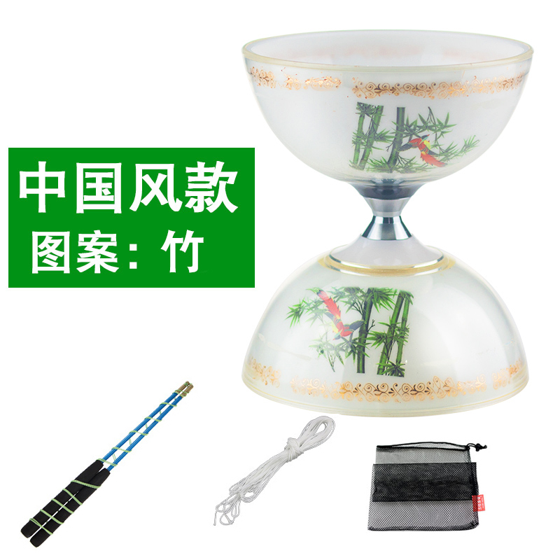 Chinesischen stil 1 lager spielzeug diabolo set verpackung mit string tasche china: Bambus