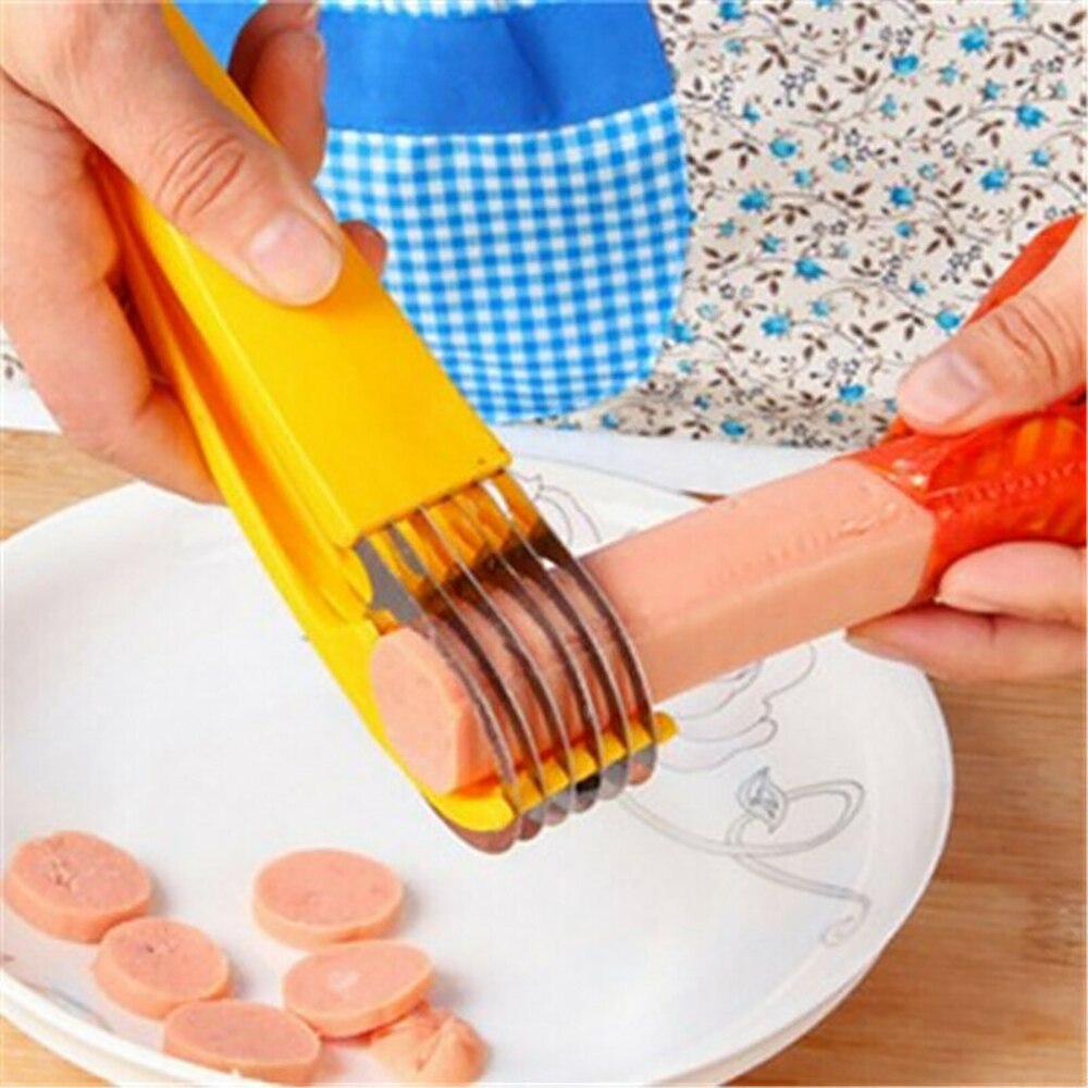 Rebanador de acero inoxidable para el hogar, cortador de fruta, verdura, plátano, salchicha, rebanador de ensalada, pepino, herramientas de cocina, accesorios