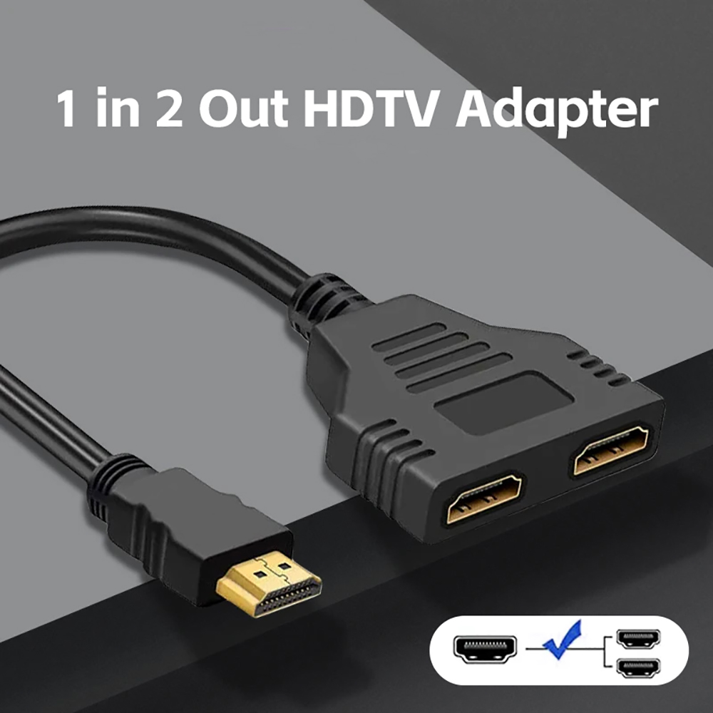 Hdmi-splitterkabel hane 1080p till dubbel hdmi hona 1 to 2- vägs hdmi-splitteradapterkabel, stöder två tv-apparater samtidigt