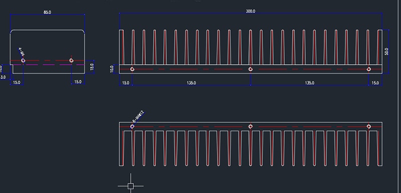 Diy Radiator Aluminium Heatsink Voor Versterker Elektronische Warmteafvoer Cooling Cooler 300*50*85Mm Koellichaam