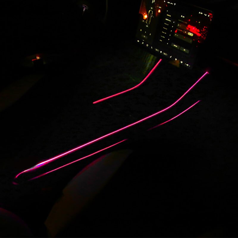Flerfarvet led lys bilindretning tilbehør modifikations kontrollys til tesla model 3 lysstrimmel