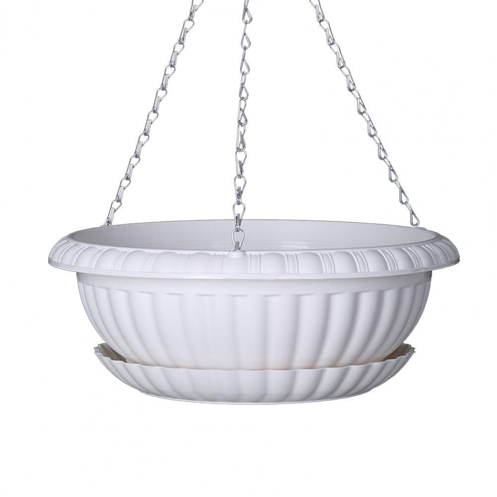 Useful Hanging Flower Pot Breathable Draining Hole Plastic Bar Decorative Hanging Flower Pot: White