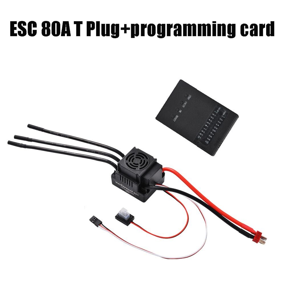 Impermeabile ESC 60A 80A 120A S-80A S-120A Brushless ESC Regolatore di Velocità Elettrico con 5.5V / 3A BEC per 1/8 1/10 1:10 RC Auto: 80A T plug and card