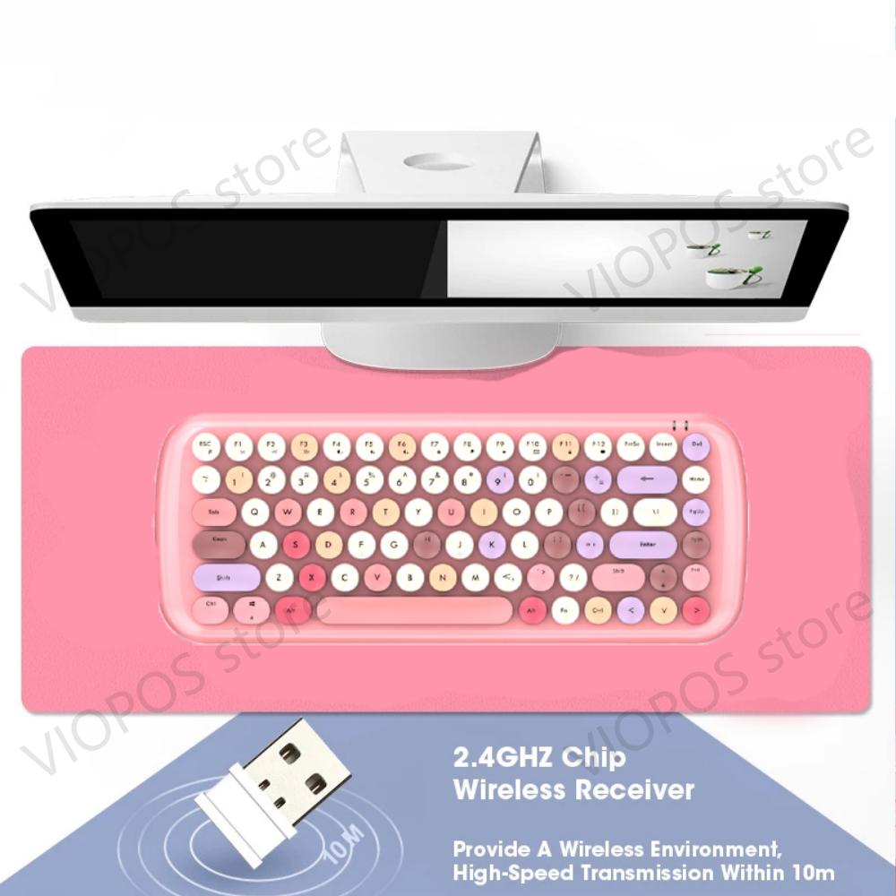 Mofii-Teclado mecánico Candy para videojuegos, teclas redondas con cable para chica, interruptor azul, para oficina, con retroiluminación para Notebook/tableta
