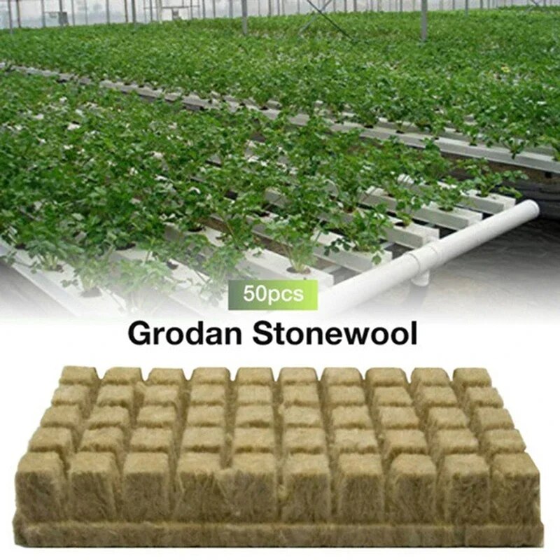 50 stuks 25x25x25mm Steenwol Hydrocultuur Grow Media Cubes Plant Cubes Grondloos Substraat Gezaaid Steenwol plug Zaailing Blok