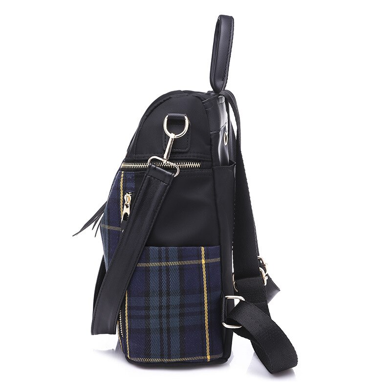 Classic Scottish Tartan Plaid Print Female Nylon Backpack