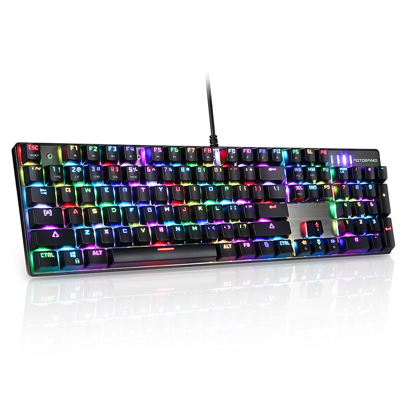 MOTOSPEED CK104 Russian English Profession Gaming Wired Mechanical Keyboard 104 Keys Real RGB LED Backlit Anti-Ghosting for Game