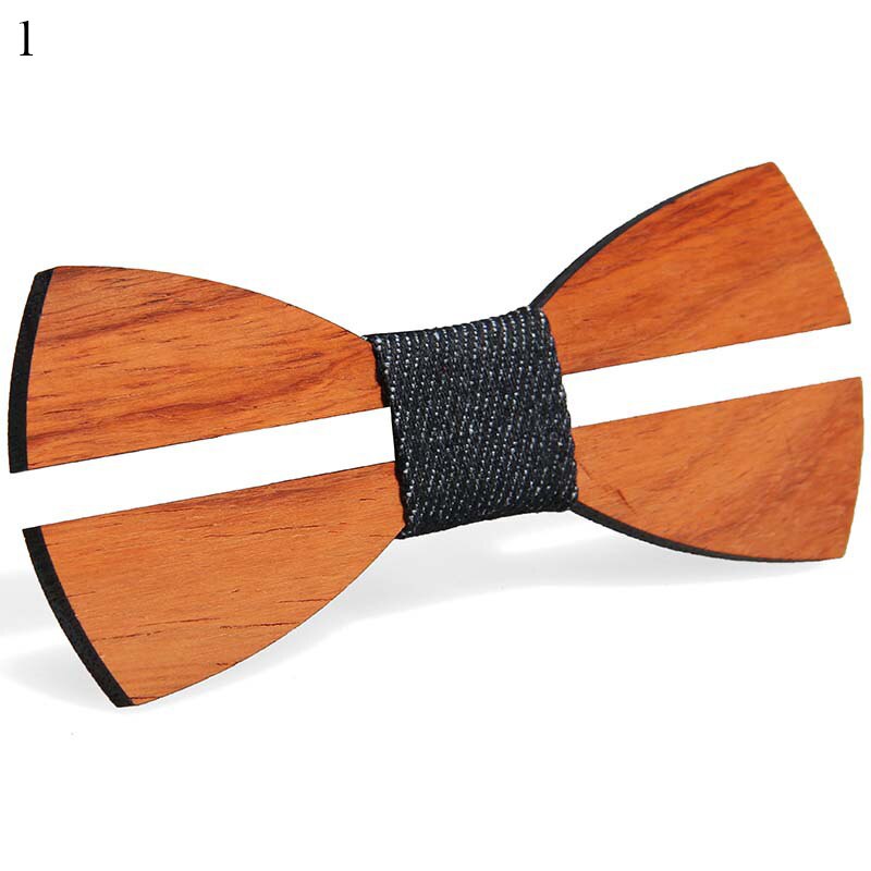 Pajarita de madera de para hombres Unisex ahuecado tallado Retro de madera para cuello corbatas correa ajustable Vintage moño estilo bigote: 1