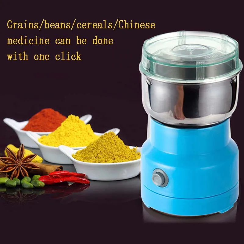 Mini Electric Grinder Household 300ml Ultrafine Baby Food Pulverizer Coffee Grinder Spice Pepper Grinder Grain Mill: Blue / UK