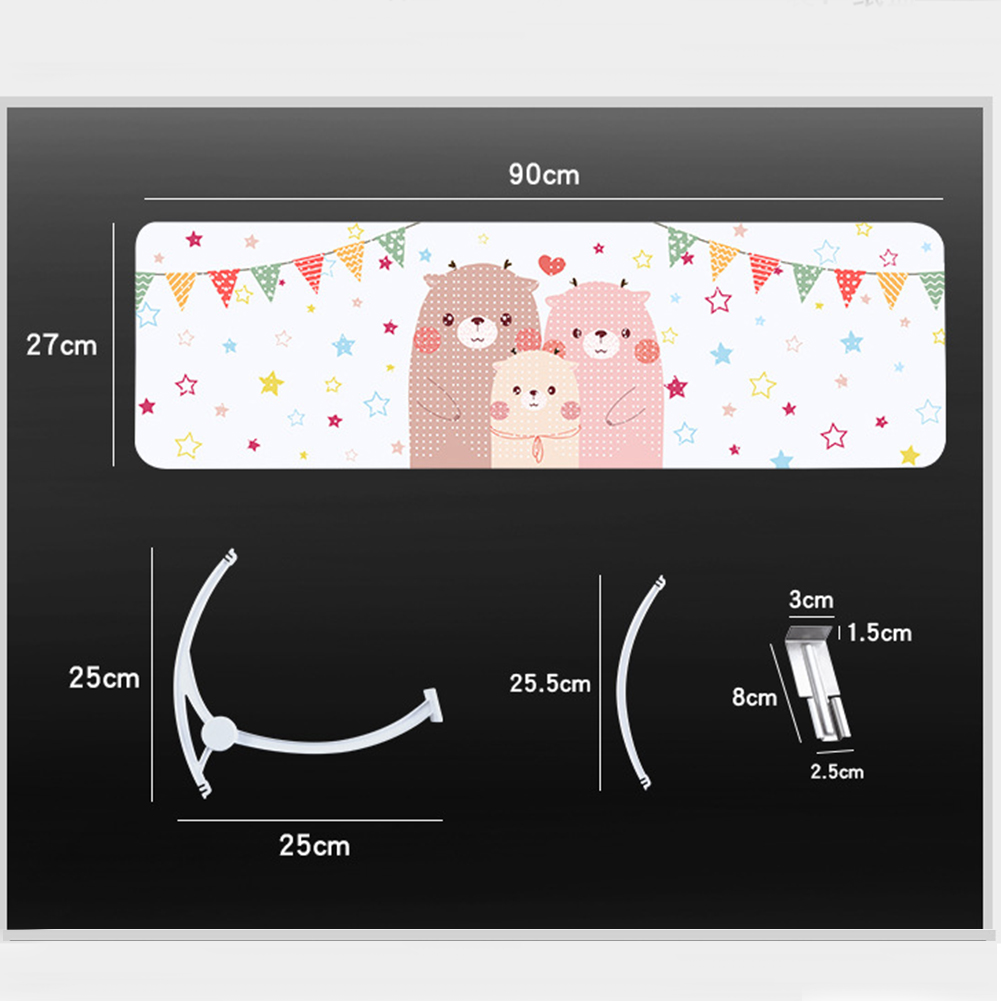 Osłona przeciwwiatrowa pokrywa klimatyzatora konstrukcja zawieszenia kreskówka drukowany bez wiercenia deflektor powietrzny bez paznokci użytkowanie w domu łatwa instalacja