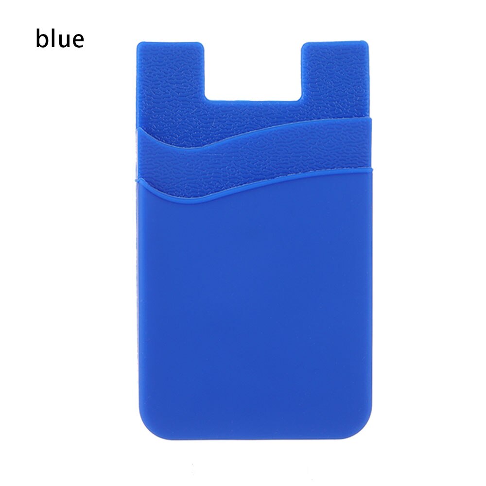 Universal Silicone Phone Wallet Case Stick On ID Credit Card Holder Self-Adhesive Elastic Cellphone Pocket Sticker Card Sleeves: 9.8x5.7cm blue