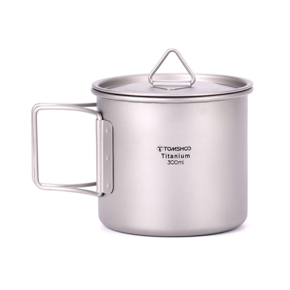 TOMSHOO Titanium Cup Ultralight Outdoor Camping Picnic Water Cup Mug Foldable Handle Coffe Tea Cup 300/350/420/450/550/650/750ml