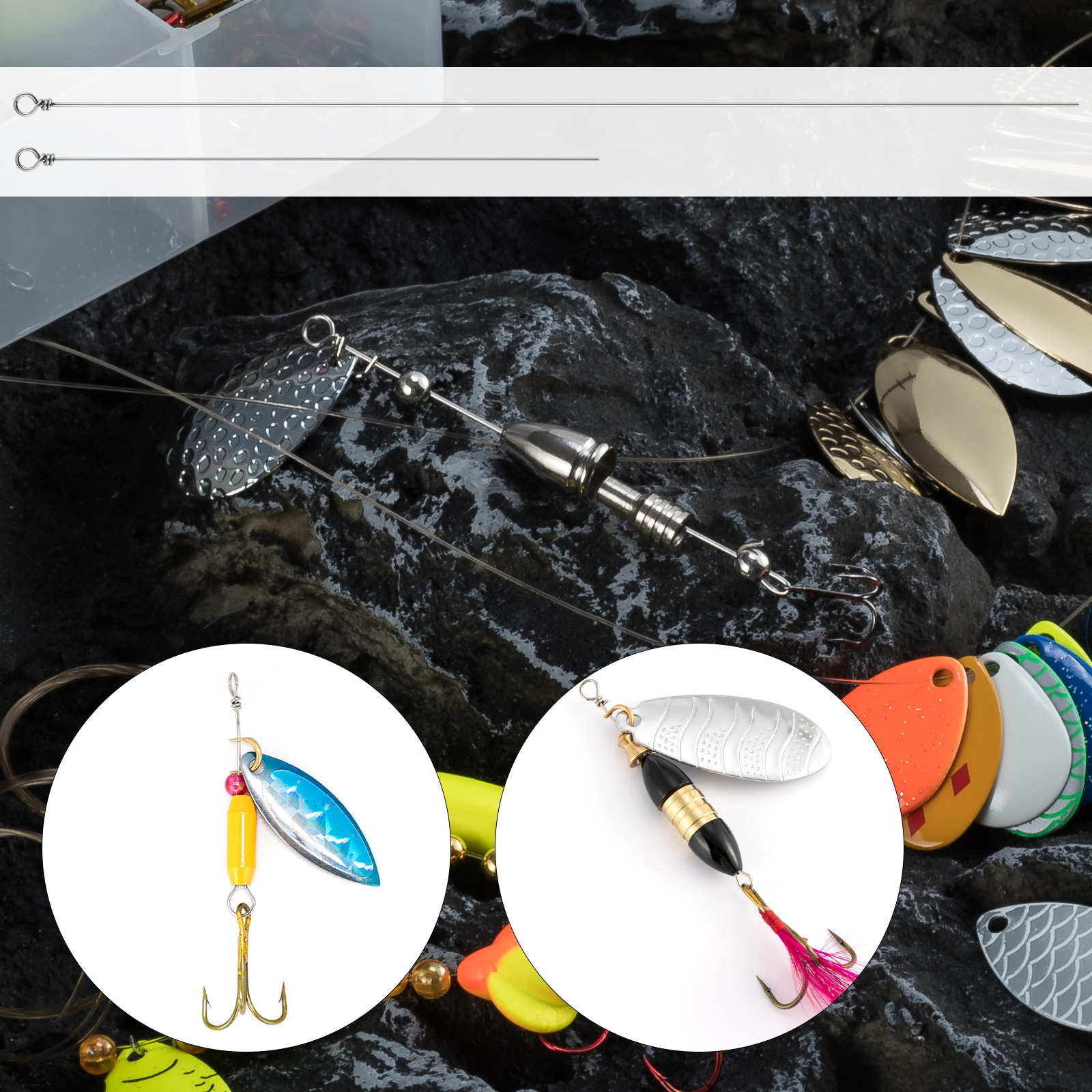 100pcs Fishing Spinner Shaft Stainless Steel Looped Wire for Spinnerbait Inline Spinner Walleye Rig Tail Spinner Bass Trout