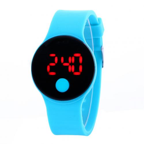 Digital ur til børn ledet display digitalt ur drenge piger silikone rem sport digital armbåndsure børn armbåndsur: Blå