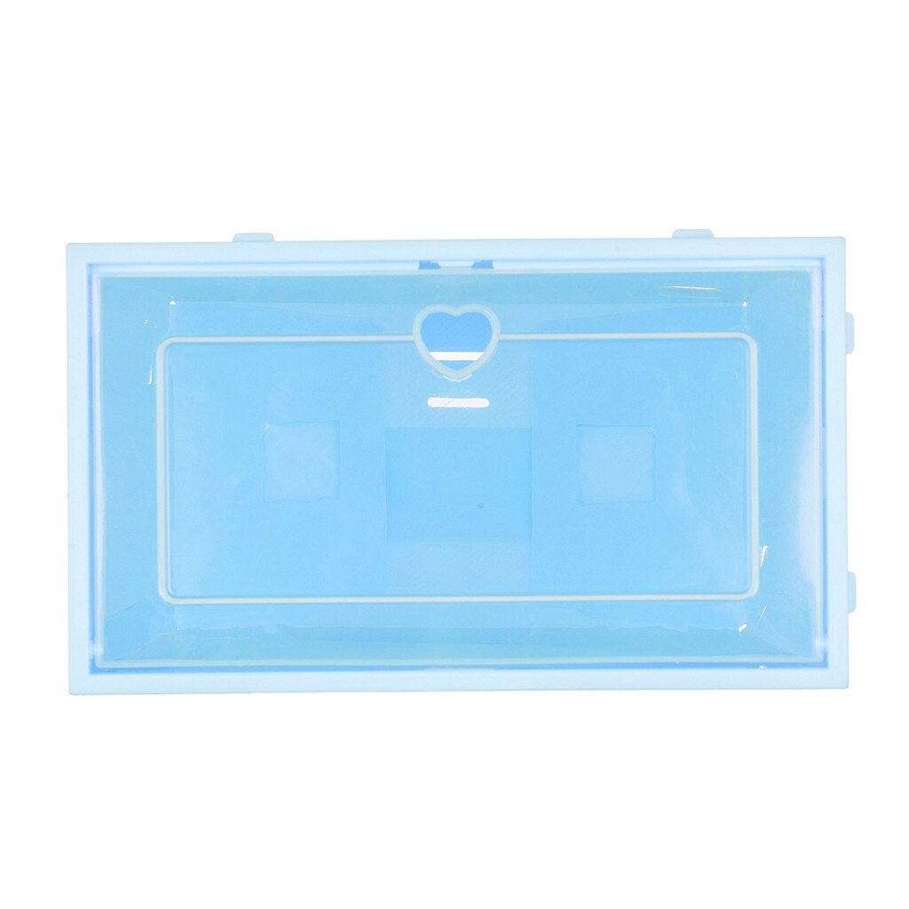 1Pc Opvouwbare Clear Schoenen Opbergdoos Plastic Stapelbare Shoe Organizer Стеллаж Для Хранения Обуви: Blue L