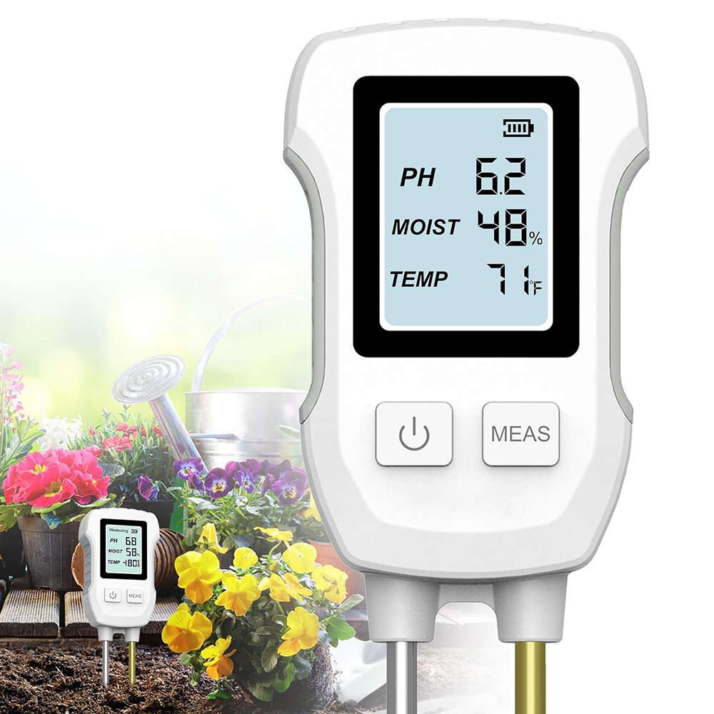 3-in-1 digitale LCD-bodemmeter PH/vocht/temperatuur bodemtester met achtergrondverlichting voor kamerplanten tuin gazon boerderij