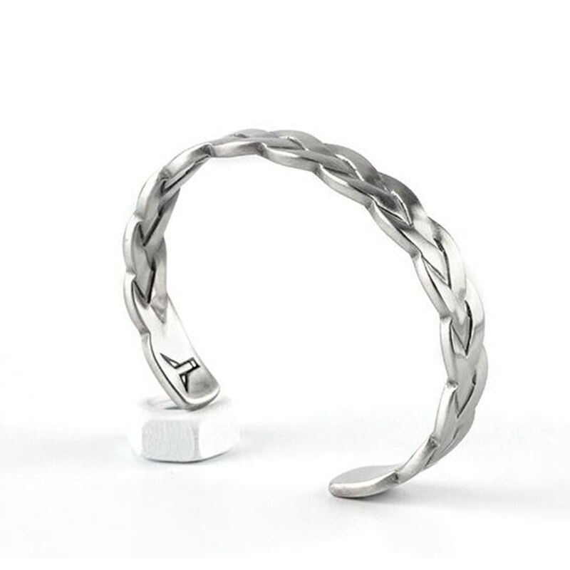Legering Vintage Armbanden Armbanden Metalen Kruis Gevlochten Open Manchet Bangle Voor Mannen: Bright silver