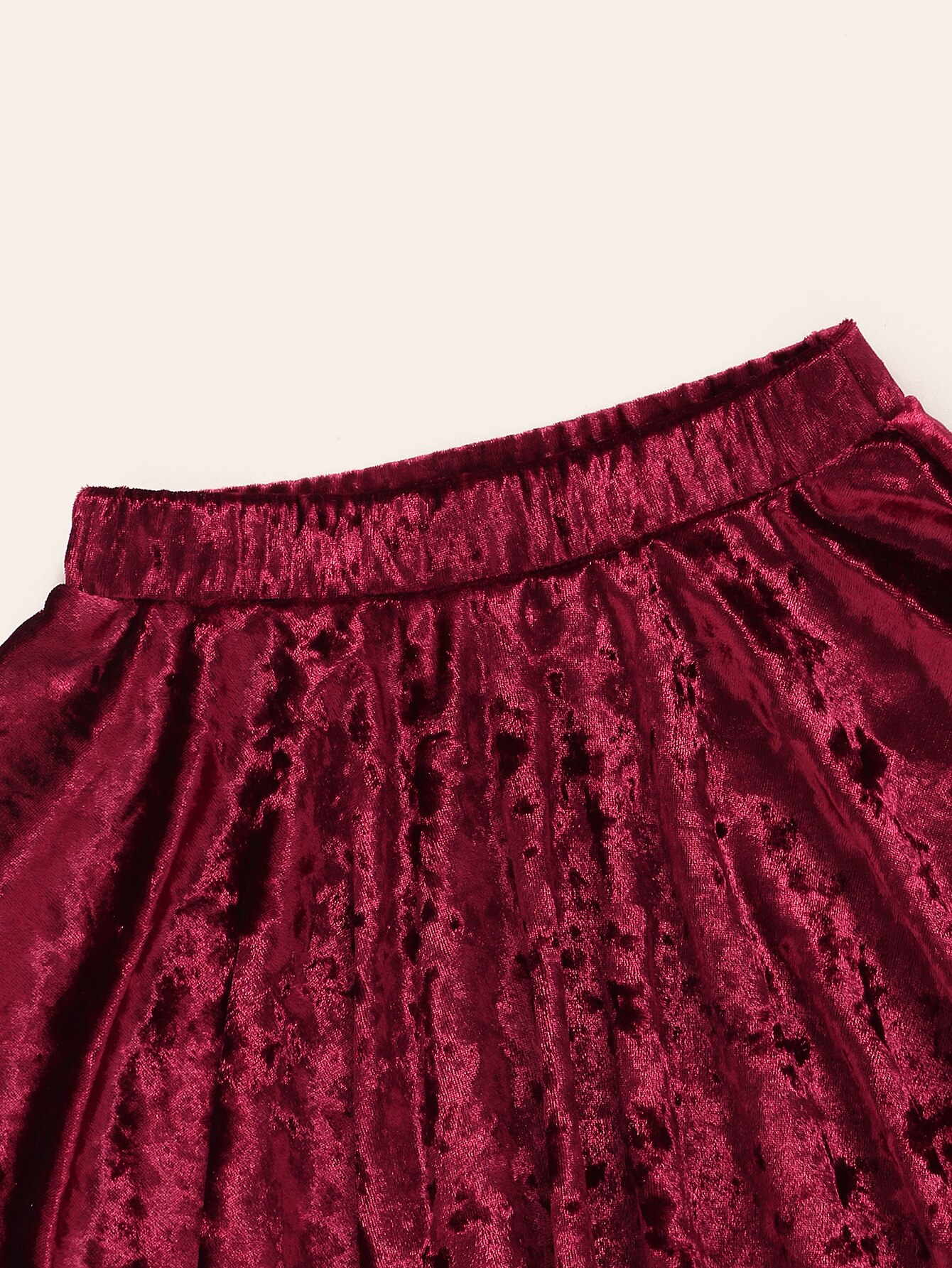 Pudcoco-falda de terciopelo rojo vino para niñas, Falda plisada de una pieza con cintura elástica y dobladillo para primavera y otoño