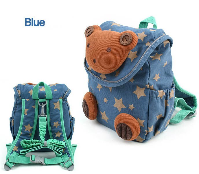 Mochila escolar de estilo Animal para niños y niñas, bonita mochila de felpa de conejo 3d con cordón, bolso escolar para guardería,: Blue