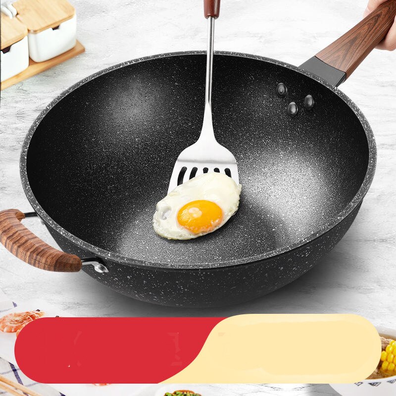 Maifan Stone Wok Non-stick Pan Pan Zonder Vette Rook Kookpot Inductie Kookplaat Gas Fornuis Huishouden Ijzeren Pan non Stick Pan