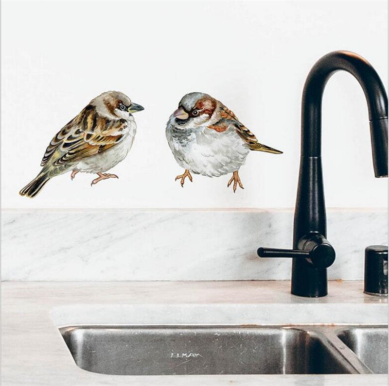 Vivid Hand painted bird Wall Sticker window living room bedroom decorations wallpaper Mural stickers