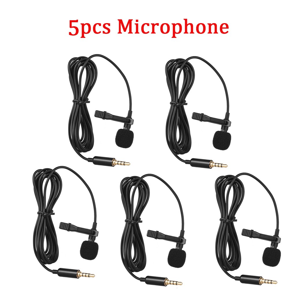 Andoer EY-510A Mini Tragbare Clip-auf Revers Lavalier Kondensator Mic verdrahtet Mikrofon für iPhone iPad Android Telefon DSLR Kamera: 5Stck