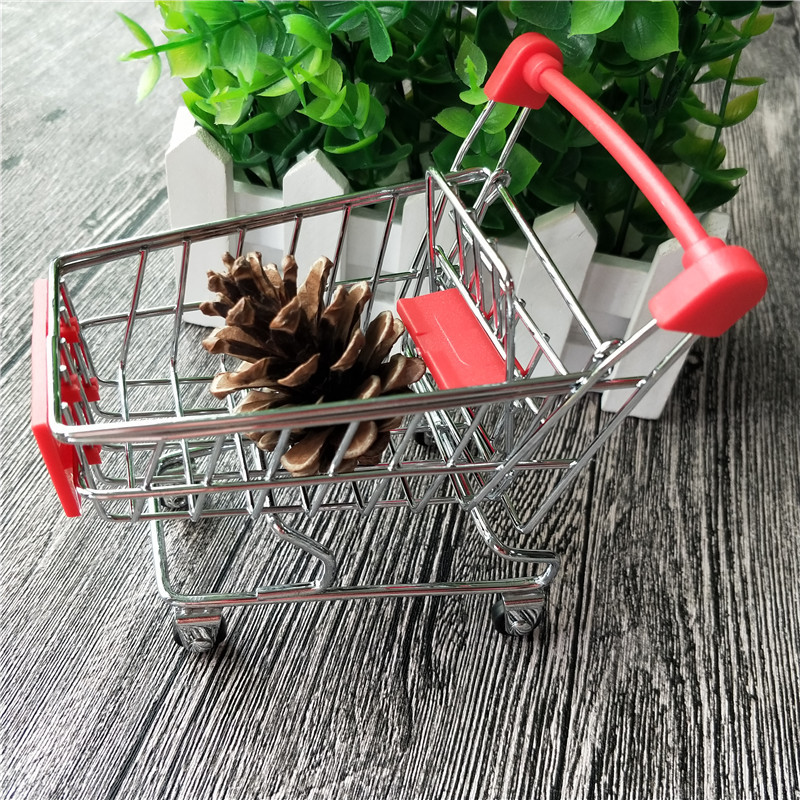 Mini Supermarkt Handcart Wiel Winkelwagentjes Speelgoed Vouwen Mini Winkelwagen Mand Speelgoed Voor Kinderen Willekeurige Kleur