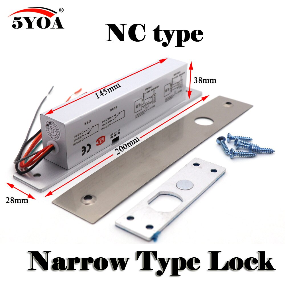 Schmale Tür Elektrische Bolzen Einsteckschloss für Türschloss Zugriff Kontrolle DC 12V Edelstahl Scheitern sicher Sichere NC KEINE Elektronische