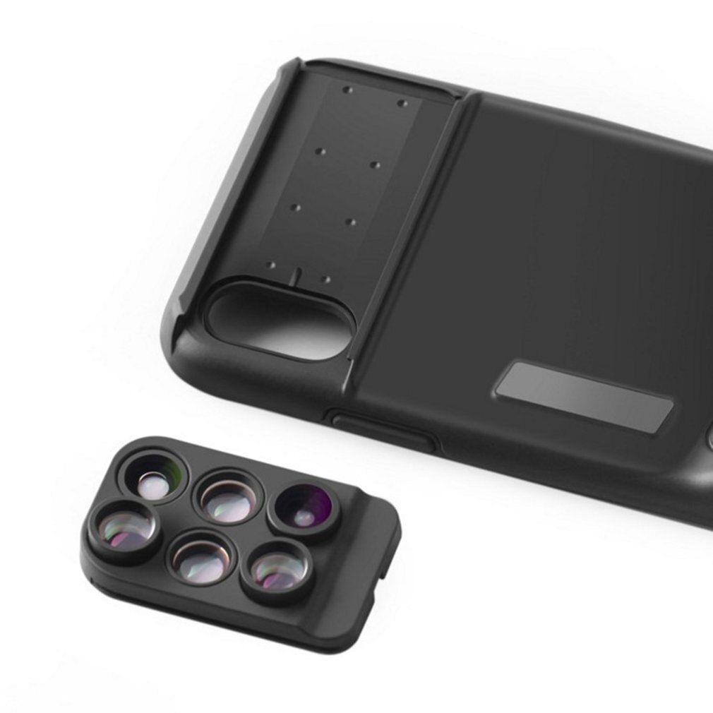 6 in 1 Mobile Phone Shell 6 Lens Bluetooth Version Wide Angle Macro Fish Eye Long Focus Mobile Phone Lens for Apple iPhone X