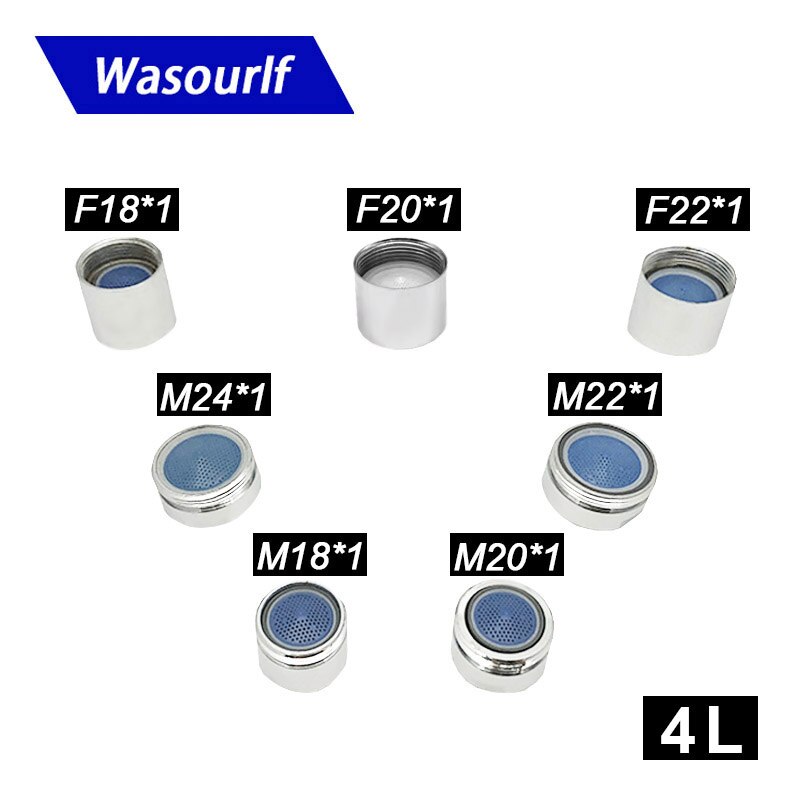 Wasourlf 4L M18 M20 M22 M24 Water Saving Aerator Male Thread or Female Whorl for Faucet Tap Spout Bubble Brass Shell Accessories