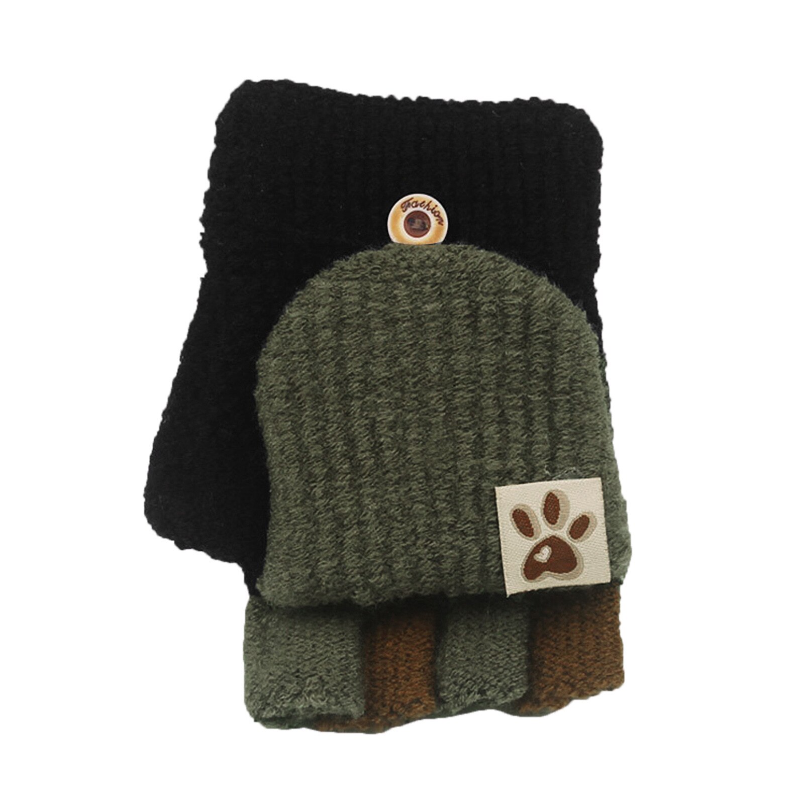 Katze Pfote Patchwork Handschuhe Voll & halb Finger Weicher Cabrio kippen oben Handschuhe Baby Winter Warme Gestrickte Handschuh Рукавицы Детские: A