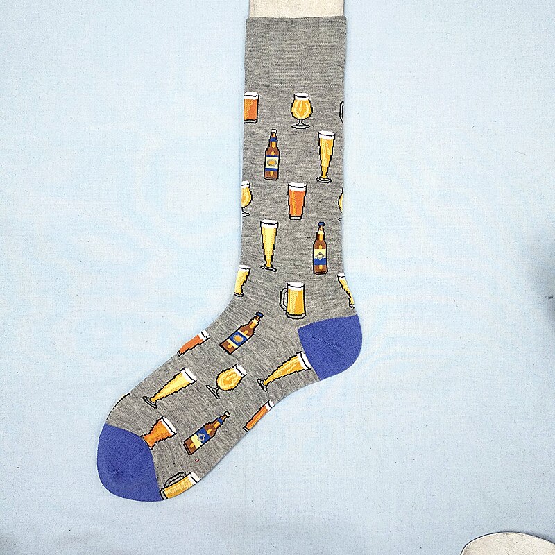 Ananas Burger Bier Mode Trend Element Mannen Kousen Skateboard Sokken: Zilver