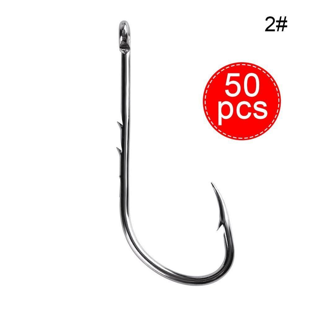50pcs Double Back Barbed Single Hook Long Handle High Eye Barbed Straight Hook Steel Hook Fishing Fishing Carbon Tackl M9z7: hook B
