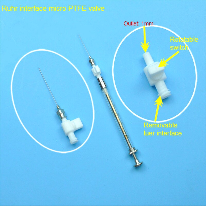 PTFE Mikroliter Spritzen Ventil Mikro-Probenehmer Ventil Teflon Mikro Nadel Ventil Ruhr Schnittstelle Spezielle Für Mikro-injektor 1 stücke