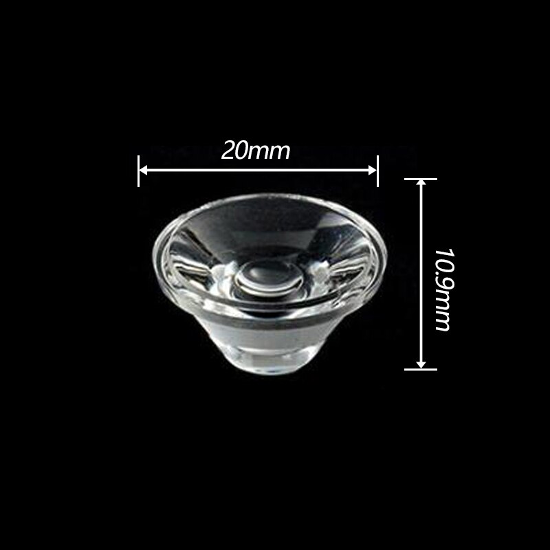 Lentille LED 20mm 1W 3W 5W optique PMMA plat Transparent lentilles claires 5 10 15 30 45 60 90 120 degrés pour 1 3 5 watts LED haute puissance: 30mm / 10 degrés