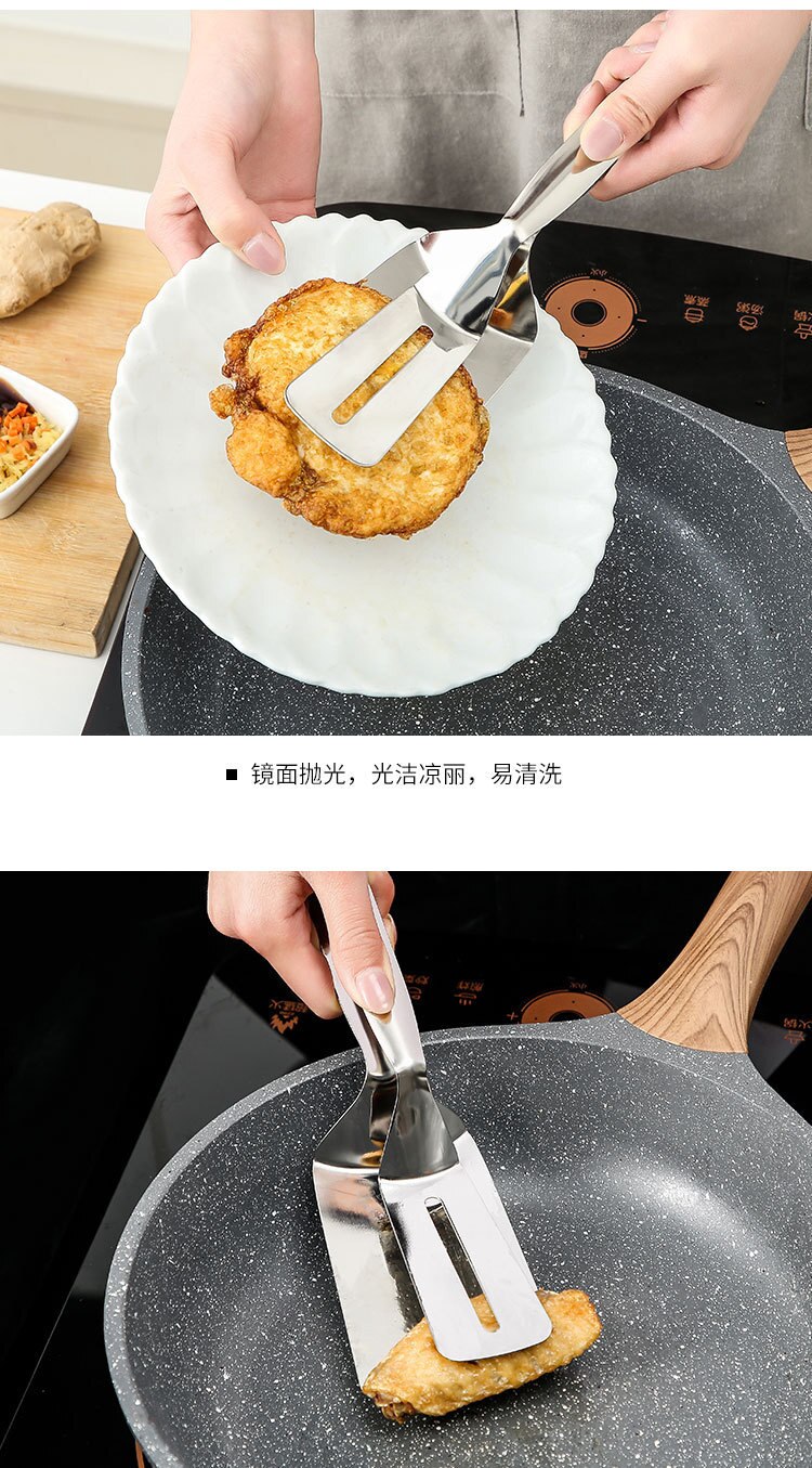 Utility Tools Kitchen Supplies Stainless Steel Frying Spatula Clip Gadgets Pancakes Fried Fish Pizza Steak Turning