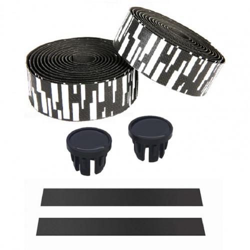 2Pcs Antislip Faux Leer Eva Road Fietsstuur Bandjes Rijden Levert Fietsstuur: Black White