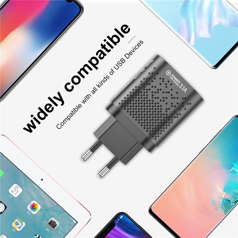 USLION 48W ładowarka USB szybkie ładowanie QC 3.0 ściana ładowanie dla iPhone 12 11 Samsung Xiaomi Mobile 4 porty ue usa wtyczka Adapter podróży