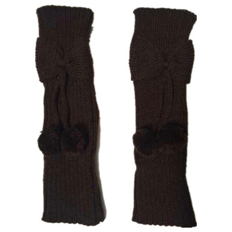 Scaldamuscoli Bowknot per bambini invernali per bambini maniche a pompon lavorate a maglia coprigambe moda ginocchiere per bambini: Coffee