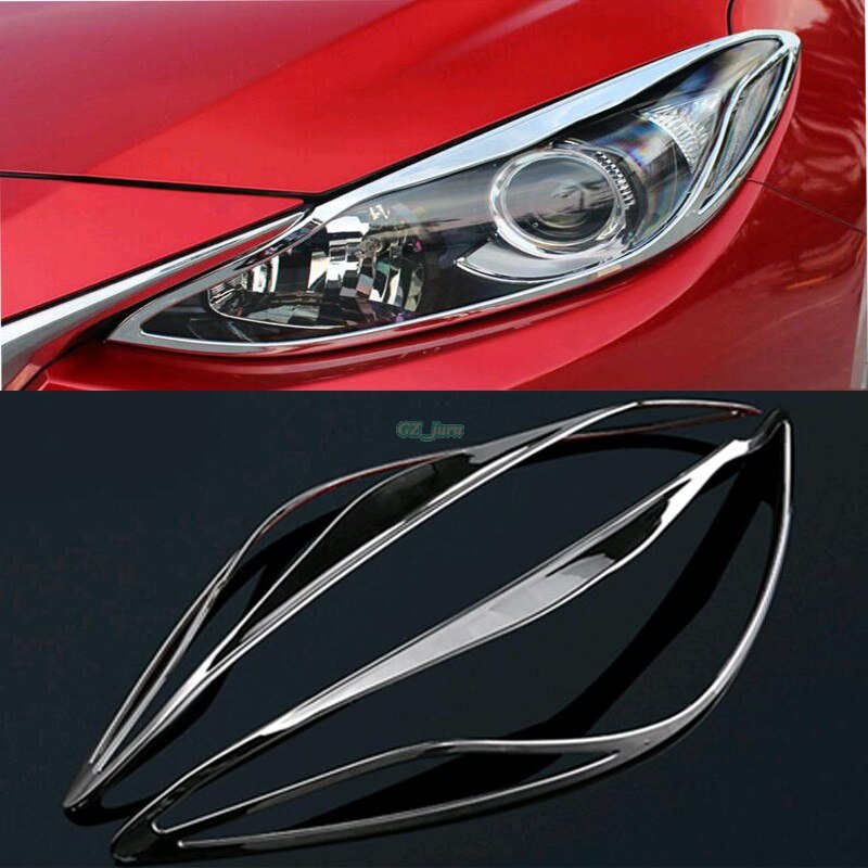 Accessoires Verchroomde Voorzijde Head Light Lamp Koplamp Cover Trim 2 stks Voor Mazda 3 AXELA M3