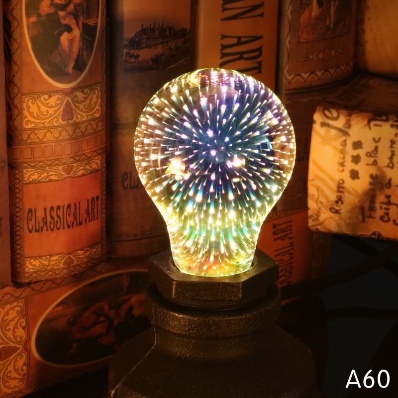 Lattuso ledet lys edison pære 3d dekorasjonspære 220v a60 st64 g95 g80 g125 e27 lys nyhet julelampe lamparas