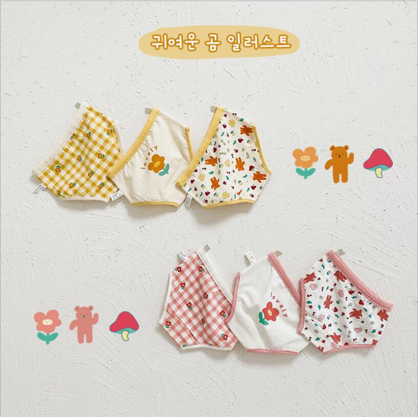 3 Stks/partij Kinderen Kids Ondergoed Vrouwelijke Cartoon Bear Gedrukt Baby Meisjes Ondergoed Boxer Briefs Slipje Meisjes Boxer